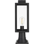 Outdoor Pole Light Fixture Large Clear Glass Black Porch Walkway Lantern 19". Fixed Price $110.53.