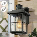 Lnc Motion Sensor Modern Matte Black Lantern Wall Sconce W/ Seeded Glass Shade. Fixed Price $44.99.