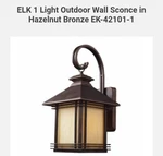 Elk One Light Sconce Hazelnut Bronze EK-42101-1. Fixed Price $123.00.