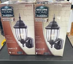 2 Allen + Roth 17 Inch Outdoor Lantern Wall Light Black Clear Glass Pair Motion. Fixed Price $75.00.