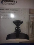 Progress Perry Court 1-LIGHT Gloss Black Outdoor Semi Flush Ceiling. Fixed Price $20.00.