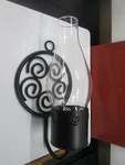 Candle Wall Sconce Welded Metal Design Hurricane Glass Globe 11". Fixed Price $20.95.