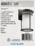 Kichler Toman 10.25 In. 1-LIGHT Black Outdoor Wall Lantern Sconce, Etched Glass. Fixed Price $49.99.