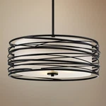 Quoizel Spiral 20" Wide Mystic Black And White Drum Pendant Light. Fixed Price $478.99.