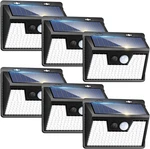Peasur Solar Lights Outdoor Motion Sensor, 6 140 Led Pack, Black Frame. Fixed Price $49.27.
