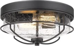 Farmhouse 12" Flush Mount Ceiling Light With Seeded Glass Shade, Sand Black. Fixed Price $89.99.