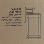 Minka Great Outdoors 72492-68 Marcos 15" Wall Lantern Sand Coal & Copper. Fixed Price $60.00.