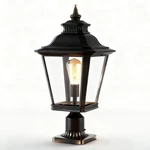 Post Light Outdoor 21'' Vintage Black Metal Lamp With Clear Glass Shade Fixture. Fixed Price $154.99.