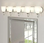 Progress Lighting-gather 5-LIGHT Polished Chrome Etched Glass Vanity. Fixed Price $119.99.