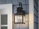 Home Decorators 13654 18" 2-LIGHT Matte Black Outdoor Wall With Seeded Gla. Fixed Price $56.99.