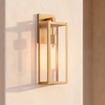 Titan Modern Outdoor Wall Light Fixture Soft Gold 17" Clear Glass For Exterior. Fixed Price $99.99.