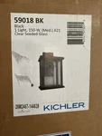 (1) Kichler 59018BK 17" Outdoor Wall Light Black Clear Seeded Glass Free Ship!. Fixed Price $62.99.