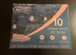 Holiday Bright 99515, 10 Warm White Led Edison Vintage Patio Lights, Fs. Fixed Price $30.00.