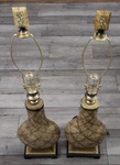 Set Of Two Uttermost Slate Stone Table Lamps Vintage Mosaic 34" Tall No Shades. Fixed Price $45.00.
