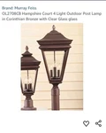 Murray Feiss Bronze Post Lamp Lighting OL2708CB. Fixed Price $144.95.