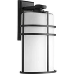 Format 1-LIGHT Textured Black Etched Glass Outdoor Large Wall Lantern Light, Pl. Fixed Price $193.36.
