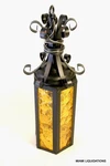 American Lantern 645 Blk Light Fixture Ceiling Black Metal Amber Glass Vintage. Fixed Price $62.10.