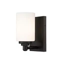 Z-lite 1-LIGHT Matte Black Wall Sconce With White Glass Shade 485-1S-MB. Fixed Price $39.58.