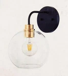 Hampton Bay 11.4 In. Aged Bronze & Brass Wall Sconce W/ Clear Glass Shade Bulb. Fixed Price $26.31.