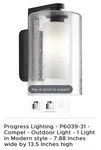Progress Lighting P6038-31 Compel Outdoor Wall Textured Black. Fixed Price $60.00.