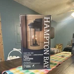 Hampton Bay Northwood Large Outdoor Wall Lantern Black Weather Resistant Glass. Fixed Price $50.00.