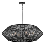 Hinkley Lighting Luca 6LT Outdoor Chandelier, Black/clear Seedy/camel - 10386BK. Fixed Price $1699.00.