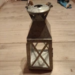 Hampton Bay 14" Galvanized Metal And Glass Lantern. Fixed Price $35.00.