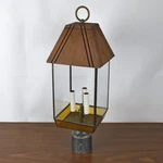 Vtg Progress Lighting 3-LIGHT Outdoor Brass & Wood Post Lantern Model TC5404. Fixed Price $169.95.