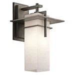 Kichler Caterham Outdoor Wall 1LT, Olde Bronze, Satin Etched Opal - 49643OZ. Fixed Price $404.99.