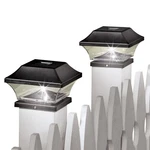 Collections Etc Solar Powered Black Post Caps - Of 2 Fits 4" Sq. Automat. Fixed Price $16.99.