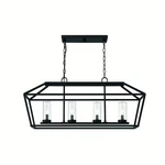 Satin Black Four Light Outdoor Chandelier From The Bastille Collection. Fixed Price $836.00.