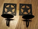 2 Wall Hung Metal Sconce Star Candle Holders, Black, 7.5" Tall. Fixed Price $16.00.