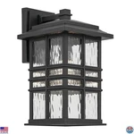 Outdoor Wall 14.25" 1-LIGHT Clear Hammered Glass Textured Black Finish. Fixed Price $239.99.