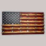 Handcrafted Rustic American Flag Challenge Coin Display 36 X 19"ANTIQUE Wall Art. Fixed Price $153.00.