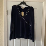 Michael Kors Astor Matte Jersey Top Size Xl Admiral Blue Gold Studs Nwt $98. Fixed Price $29.99.