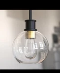 Pendant Lighting Glass Seeded Globe Black Gold Kitchen Island 9.5". Fixed Price $42.99.