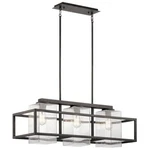 Kichler Wright Outdoor Linear Chandelier 3LT, Wthr Zinc, Clear Seed - 49805WZC. Fixed Price $1064.99.