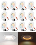 Edishine 12 Pack 4 Inch 5CCT Recessed Led Ceiling With Night Light, CRI90+. Fixed Price $89.99.