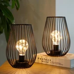 Trirocks 8" Tall Black Metal Cage Cordless Table Lamp Set Of 2 Fairy Lights Batt. Fixed Price $56.90.