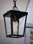 Lnc Modern Coastal Black 1-LIGHT Lantern Outdoor Pendant With Seeded Shade. Fixed Price $33.96.