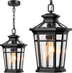 Large Outdoor Pendant Light Fixture, Black Exterior Hanging Lanterns With Adjust. Fixed Price $149.99.