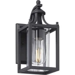 Hampton Bay Boswell Quarter 12.1 In. Matte Black Wall Lantern Sconce Glass Shade. Fixed Price $36.99.