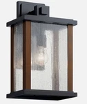 Kichler 59018BK Outdoor Rectangle Wall Light Black Clear Seeded Glass Brand New. Fixed Price $114.95.
