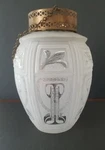 Antique Art Nouveau Deco Pressed Frosted Etched Design Glass Light Shade Lantern. Fixed Price $300.00.