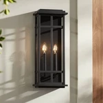 Modern Outdoor Wall Light Fixture Black Windowpane Frame 20" For Post Exterior. Fixed Price $249.99.