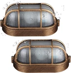 Pack Outdoor Oval Wall Lights, 8.3" Nautical 8.26*3.54*4.33IN, Bronze. Fixed Price $64.49.