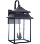 Textured Black Three Light Outdoor Wall Mount From The Crossbend Collection. Fixed Price $238.00.