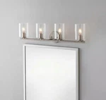 Hampton Bay Champlain 31.5" 4-LIGHT Brushed Nickel Bathroom Vanity W/glass. Fixed Price $27.66.
