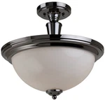 New 14" Semi Flush Mount White Glass Ceiling Lighting Fixture Black Chrome. Fixed Price $199.99.
