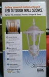 Maxsa 49719 Battery Powered Motion Activated Led Outdoor Wall Sconce, White, Fs. Fixed Price $38.00.